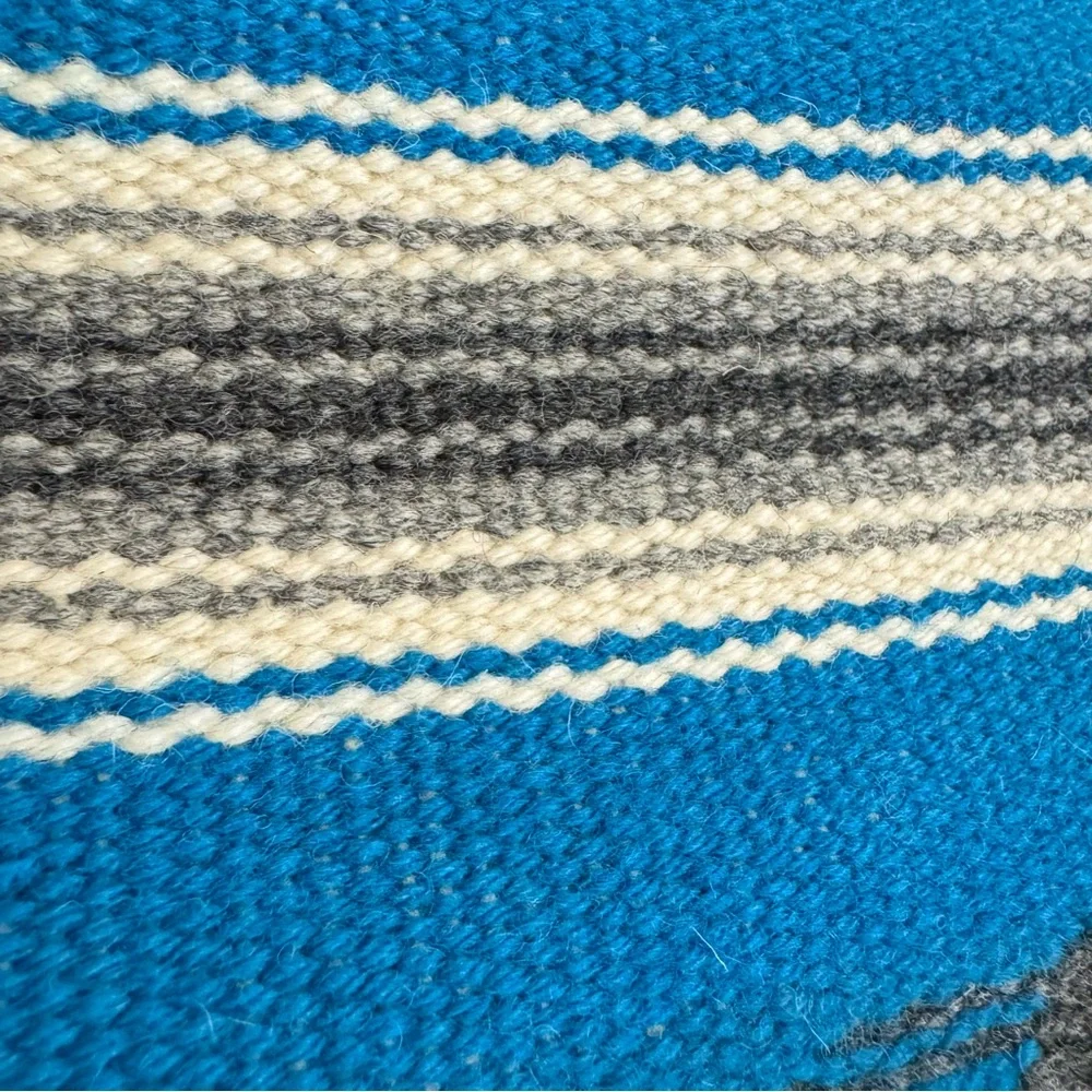 VTG Ortega's Chimayo Framed Wool Hand Woven Southwest Table Mat Rug 100% Wool
